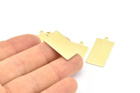 Brass Rectangle Pendant, 12 Raw Brass Rectangle Stamping Blank Pendants with 1 Loop, Charms, Earrings (28x14x0.80mm) B0316