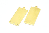 Brass Rectangle Pendant, 12 Raw Brass Rectangle Blank Pendants with 1 Loop and 3 Holes, Charms, Earrings (33x14x0.80mm) B0318