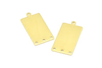 Brass Rectangle Pendant, 12 Raw Brass Rectangle Blank Pendants with 1 Loop and 3 Holes, Charms, Earrings (28x14x0.80mm) B0319