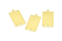 Brass Rectangle Pendant, 12 Raw Brass Rectangle Blank Pendants with 1 Loop and 3 Holes, Charms, Earrings (28x14x0.80mm) B0319