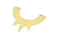 Brass Sun Pendant, 10 Raw Brass Sun Pendants With 2 Holes, Earrings, Findings (34x29x0.80mm) B0277
