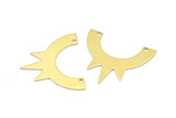 Brass Sun Pendant, 10 Raw Brass Sun Pendants With 2 Holes, Earrings, Findings (34x29x0.80mm) B0277