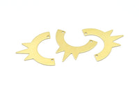 Brass Sun Pendant, 10 Raw Brass Sun Pendants With 2 Holes, Earrings, Findings (34x29x0.80mm) B0277