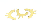 Brass Sun Pendant, 10 Raw Brass Sun Pendants With 2 Holes, Earrings, Findings (34x29x0.80mm) B0277