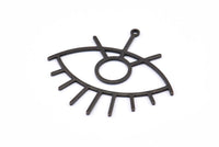 Black Eye Charm, 4 Oxidized Black Brass Eye Charms With 1 Loop, Pendants, Earrings (42x38x1mm) D0649 S896