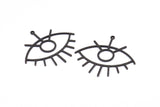 Black Eye Charm, 4 Oxidized Black Brass Eye Charms With 1 Loop, Pendants, Earrings (42x38x1mm) D0649 S896