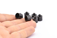 Black End Cap, 8 Oxidized Black Brass End Cap , Cord Tip, (9mm) Cord End - (11.5x10mm) - Cap 5 A0781 B0023 H0689 S897