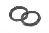 Black Connector Rings, 6 Oxidized Black Brass Wavy Connector Rings (37mm) D0591 S891