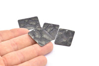 Black Square Charm, 6 Oxidized Black Brass Textured Square Charms With 1 Hole, Earrings, Findings (25x20mm) D0566 H0717 S892