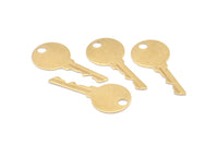 Brass Key Charm, 12 Raw Brass Key Charms With 1 Hole, Earrings, Pendants, Findings (33x15x0.80mm)  D864