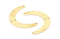 Brass Moon Charm, 24 Raw Brass Textured Crescent Moon Charms With 4 Holes, Connectors (28x19x0.60mm) D915