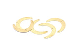 Brass Moon Charm, 24 Raw Brass Textured Crescent Moon Charms With 4 Holes, Connectors (28x19x0.60mm) D915