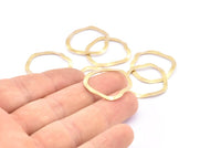 Brass Circle Charm, 24 Raw Brass Wavy Circle Charms Without Hole, Earrings, Findings (29x28x0.60mm) D0718