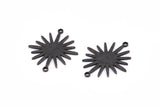 Black Sunny Connector, 6 Oxidized Brass Black Textured Sunny Connectors With 2 Loops (27x22x1mm) D0559 S906