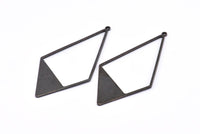 Black Diamond Charm, 6 Oxidized Brass Black Diamond Charms With 1 Loop, Pendants, Findings (56x27.5mm) E017 S898