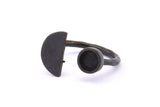Black Ring Settings, 2 Oxidized Brass Black Moon And Planet Ring With 1 Stone Setting - Pad Size 6mm R053 S905