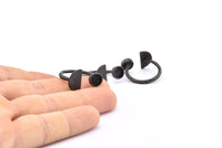 Black Ring Settings, 2 Oxidized Brass Black Moon And Planet Ring With 1 Stone Setting - Pad Size 6mm R053 S905
