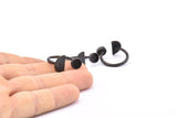 Black Ring Settings, 2 Oxidized Brass Black Moon And Planet Ring With 1 Stone Setting - Pad Size 6mm R053 S905