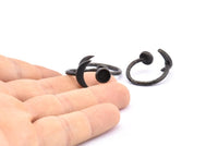 Black Ring Settings, 3 Oxidized Brass Black Moon And Planet Ring With 1 Stone Setting - Pad Size (6.2mm) BS 1964 S903