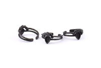 Black Ring Settings, 3 Oxidized Brass Black Drop Ring With 1 Stone Setting - Pad Size 6x4mm D0214 S902