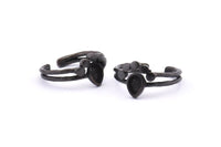 Black Ring Settings, 3 Oxidized Brass Black Drop Ring With 1 Stone Setting - Pad Size 6x4mm D0214 S902