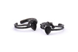 Black Ring Settings, 3 Oxidized Brass Black Drop Ring With 1 Stone Setting - Pad Size 6x4mm D0214 S902