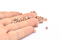 Rose Gold Spacer Bead, 25 Rose Gold Plated Brass Spacer Beads (4x3mm) D0072
