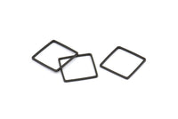 Black Square Charm, 25 Oxidized Brass Black Square Connectors (16mm) Bs-1119 S840