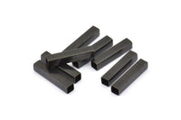 Black Square Tubes - 20 Oxidized Brass Square Shaped Tube Beads (20x4mm)  Brs 1402 A0715 S839