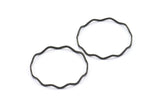 Black Wave Pendant, 12 Oxidized Brass Black Wave Circle Connectors (30mm) Bs 1212 R016 S837