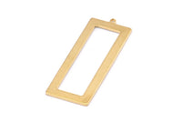 Brass Rectangle Charm, 8 Raw Brass Rectangle Charms With 1 Loop, Earrings, Pendants, Findings (40x15x1mm) D0682