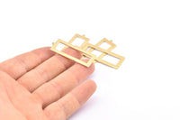 Brass Rectangle Charm, 8 Raw Brass Rectangle Charms With 1 Loop, Earrings, Pendants, Findings (40x15x1mm) D0682