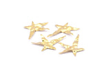 Brass Star Charm, 12 Raw Brass Long Star Charms With 1 Hole, Earrings, Pendants, Findings (42x32x0.50mm) D0793