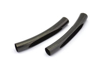 Black Noodle Tube, 10 Oxidized Brass Black Curved Tube Findings (50x7mm) A0727 S835