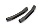 Black Noodle Tube, 10 Oxidized Brass Black Curved Tube Findings (50x7mm) A0727 S835