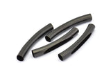 Black Noodle Tube, 10 Oxidized Brass Black Curved Tube Findings (50x7mm) A0727 S835