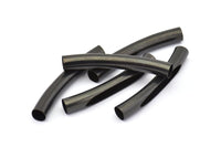 Black Noodle Tube, 10 Oxidized Brass Black Curved Tube Findings (50x7mm) A0727 S835