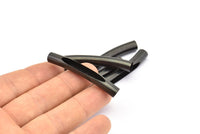 Black Noodle Tube, 10 Oxidized Brass Black Curved Tube Findings (50x7mm) A0727 S835
