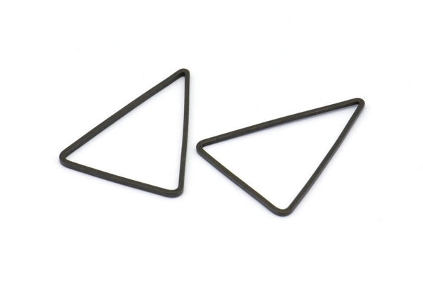 Black Triangle Charm, 24 Oxidized Brass Black Open Triangle Ring Charms (20x26x1mm) Bs 1026 S834