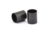 Black Tube Beads, 6 Oxidized Brass Black Industrial Tube Findings (16x13mm) R029 S836