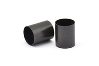 Black Tube Beads, 6 Oxidized Brass Black Industrial Tube Findings (16x13mm) Brc183 R029 S836