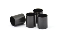 Black Tube Beads, 6 Oxidized Brass Black Industrial Tube Findings (16x13mm) R029 S836