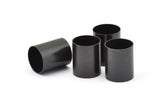 Black Tube Beads, 6 Oxidized Brass Black Industrial Tube Findings (16x13mm) Brc183 R029 S836