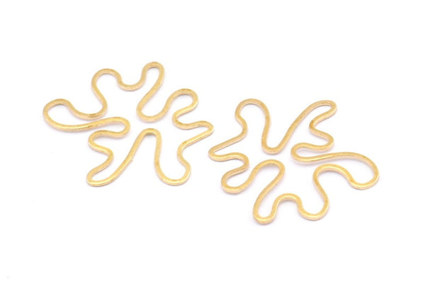 Brass Leaf Charm, 24 Raw Brass Leaf Connectors Without Hole, Pendants, Findings (26x21x0.60mm) D0776