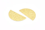 Semi Circle Blank, 24 Raw Brass Textured Semi Circle Stamping Blanks Without Hole, Findings (25x12x0.60mm) D888