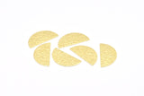 Semi Circle Blank, 24 Raw Brass Textured Semi Circle Stamping Blanks Without Hole, Findings (25x12x0.60mm) D888