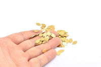 Tiny Brass Charm, 150 Raw Brass Tiny Charms With 1 Hole, Earrings, Findings (10x6x0.50mm) D843