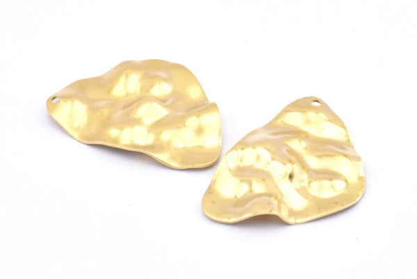 Brass Irregular Charm, 12 Raw Brass Irregular Shaped Charms With 1 Hole, Earrings, Pendants, Findings (30x22x0.80mm) D0691