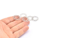 Silver Bohemian Connector Ring, 24 Antique Silver Plated Brass Connector Rings (21mm) A0667 H0750