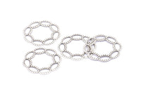 Silver Bohemian Connector Ring, 24 Antique Silver Plated Brass Connector Rings (21mm) A0667 H0750